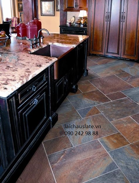 9 ý tưởng lát nền nhà bếp với đá Slate